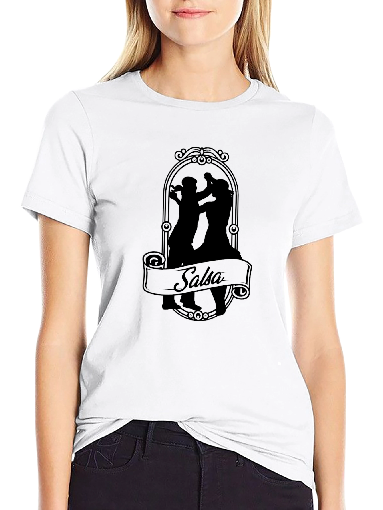 Salsa Dance Silhouette T-Shirt - Black