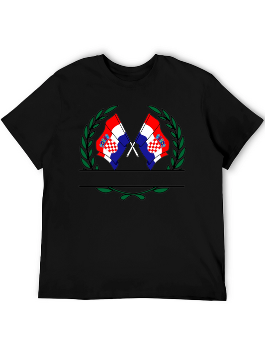 Croatian Flag T-Shirt - Black Tee with Laurel Design