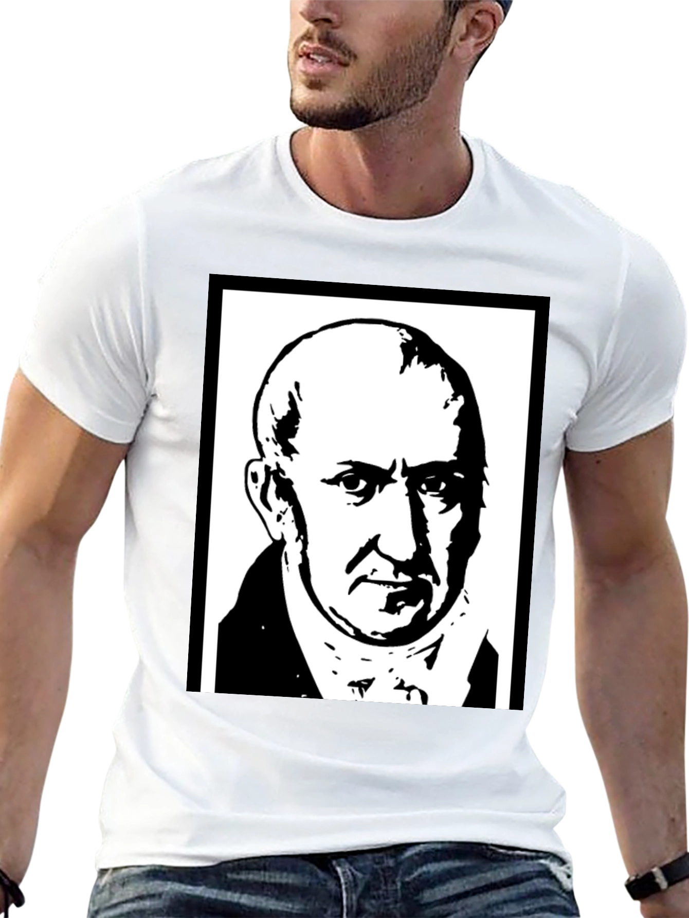 Graphic Portrait T-Shirt - Black Cotton Blend