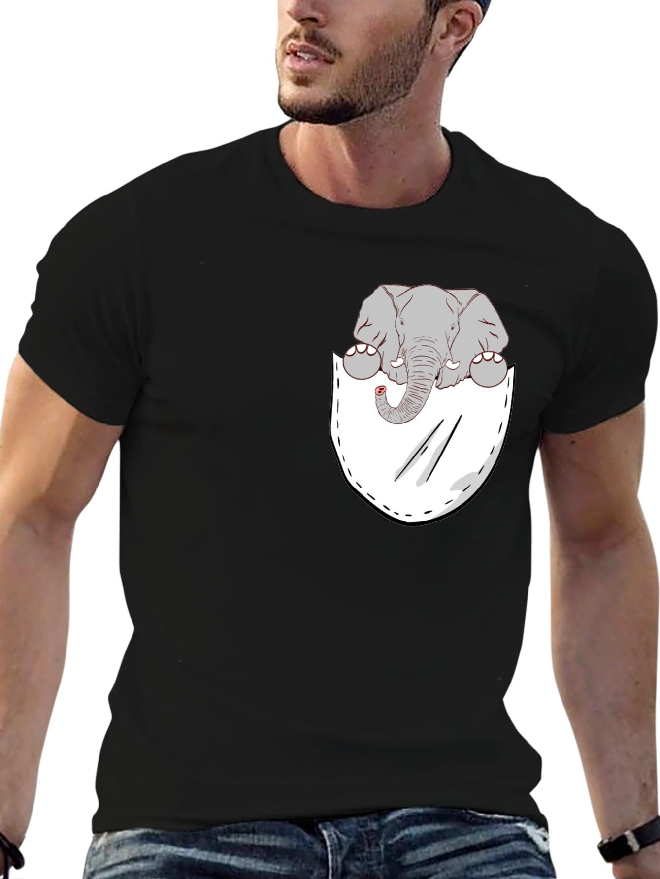Elephant Pocket Tee - Cute Graphic T-Shirt