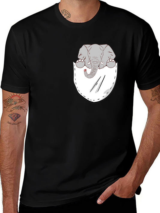 Elephant Pocket Tee - Cute Graphic T-Shirt