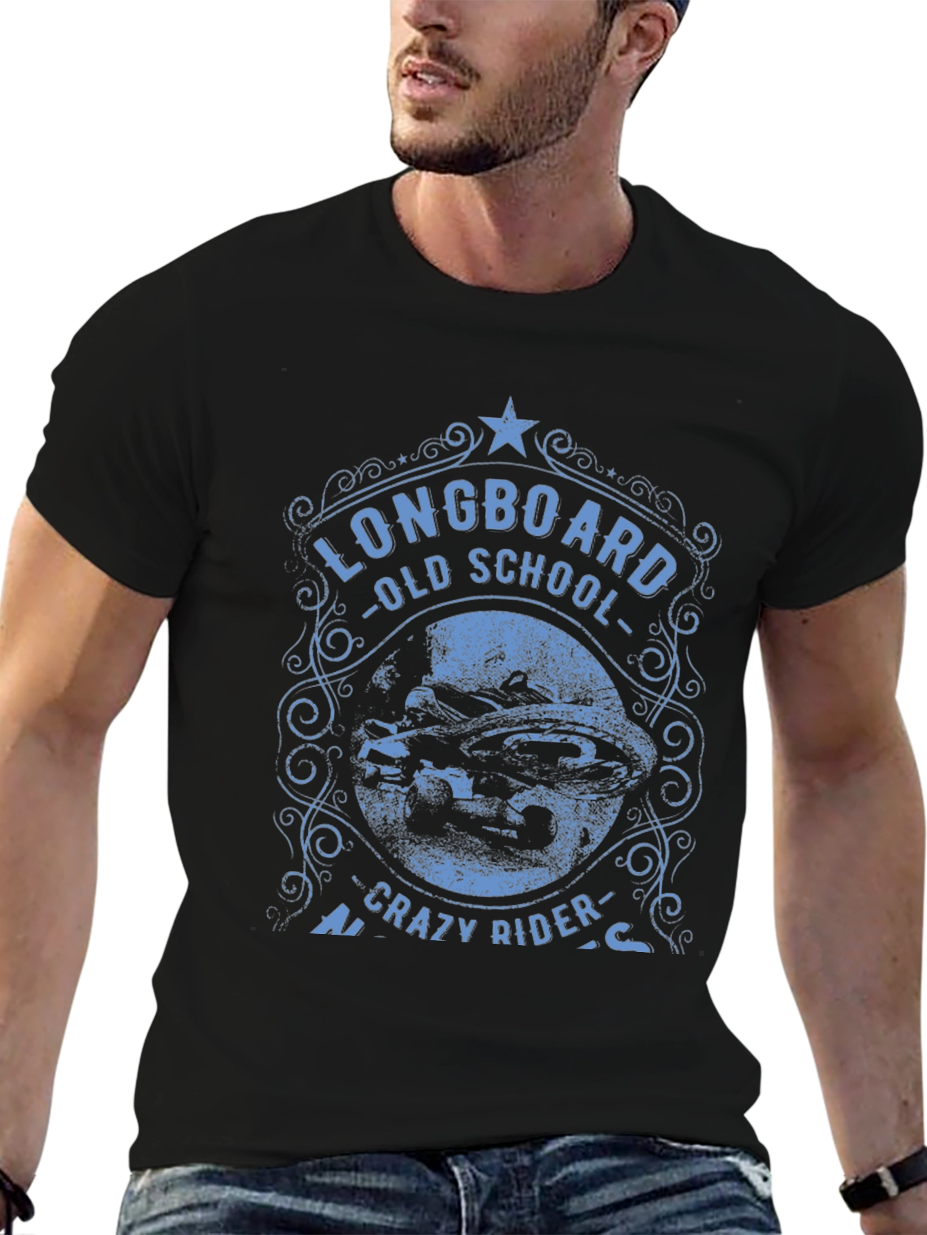 Longboard Old School Crazy Rider T-Shirt