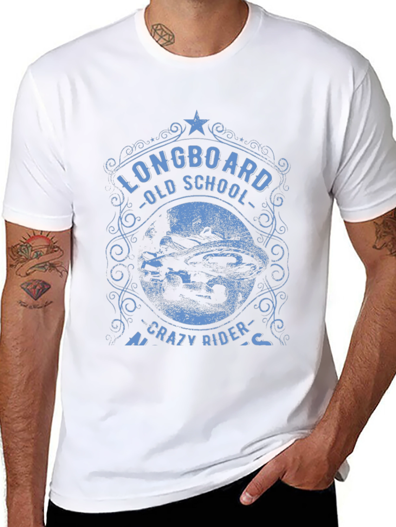 Longboard Old School Crazy Rider T-Shirt