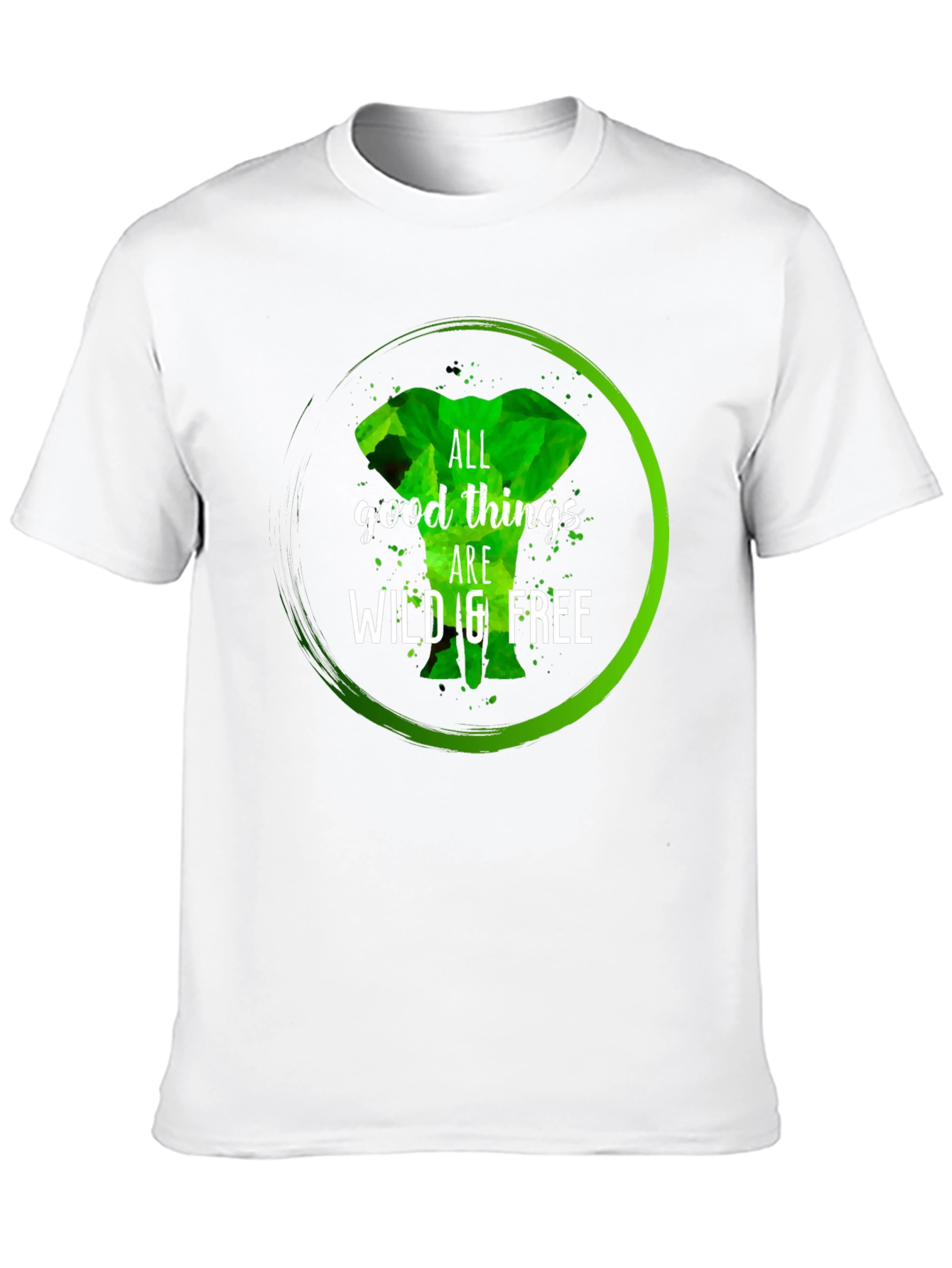 Wild & Free Elephant Graphic Tee - Black Cotton