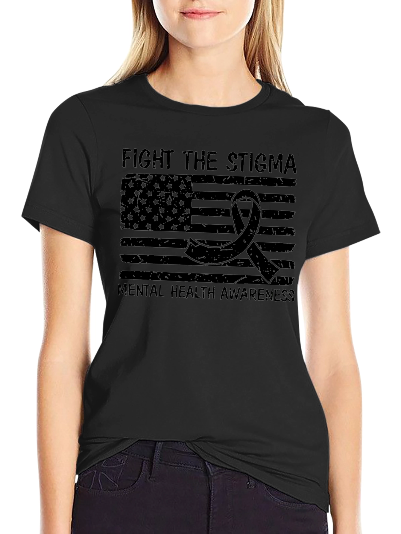 Mental Health Awareness Ribbon Flag T-Shirt