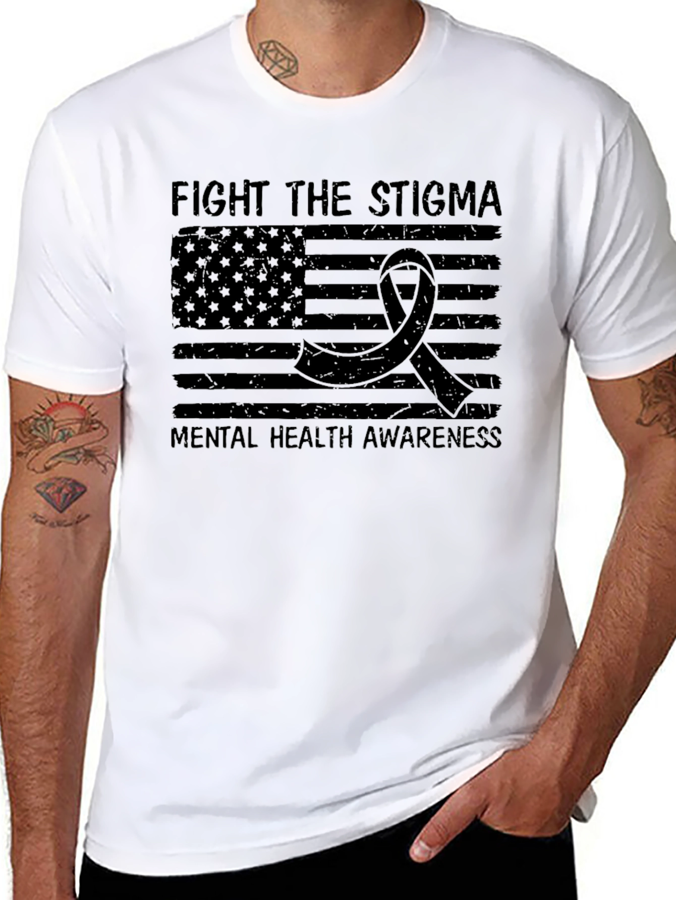 Mental Health Awareness Ribbon Flag T-Shirt