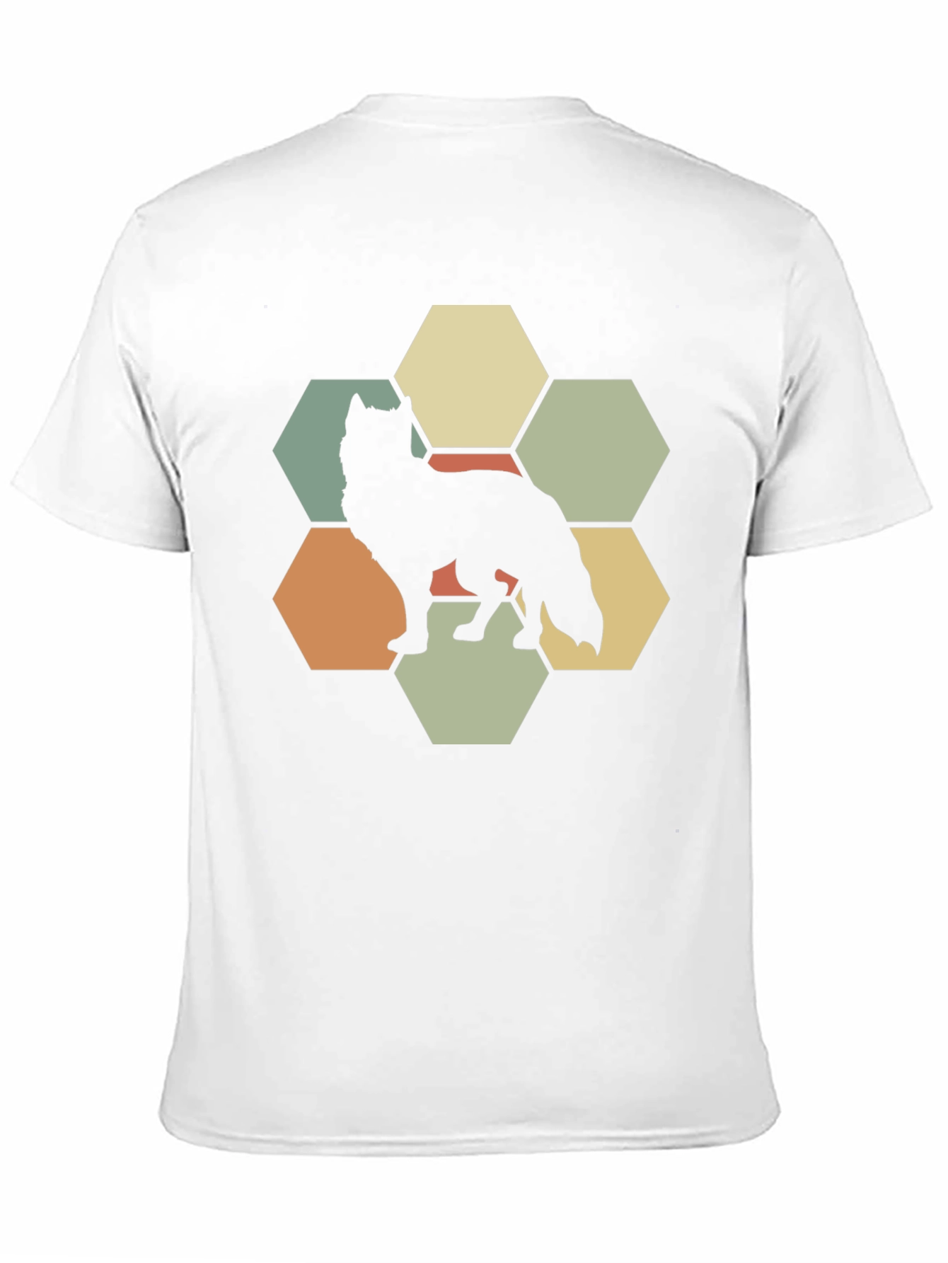 Wolf Hexagon Graphic Tee - Retro Style Animal Shirt