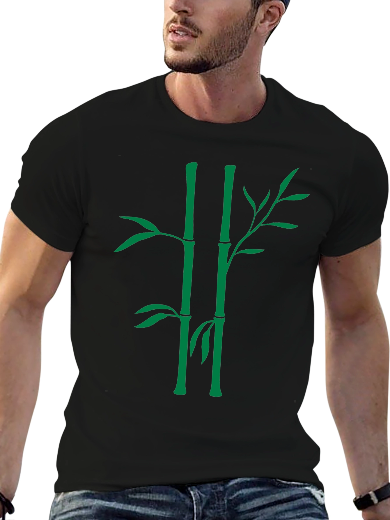 Bamboo Graphic Tee - Nature Inspired Black T-Shirt