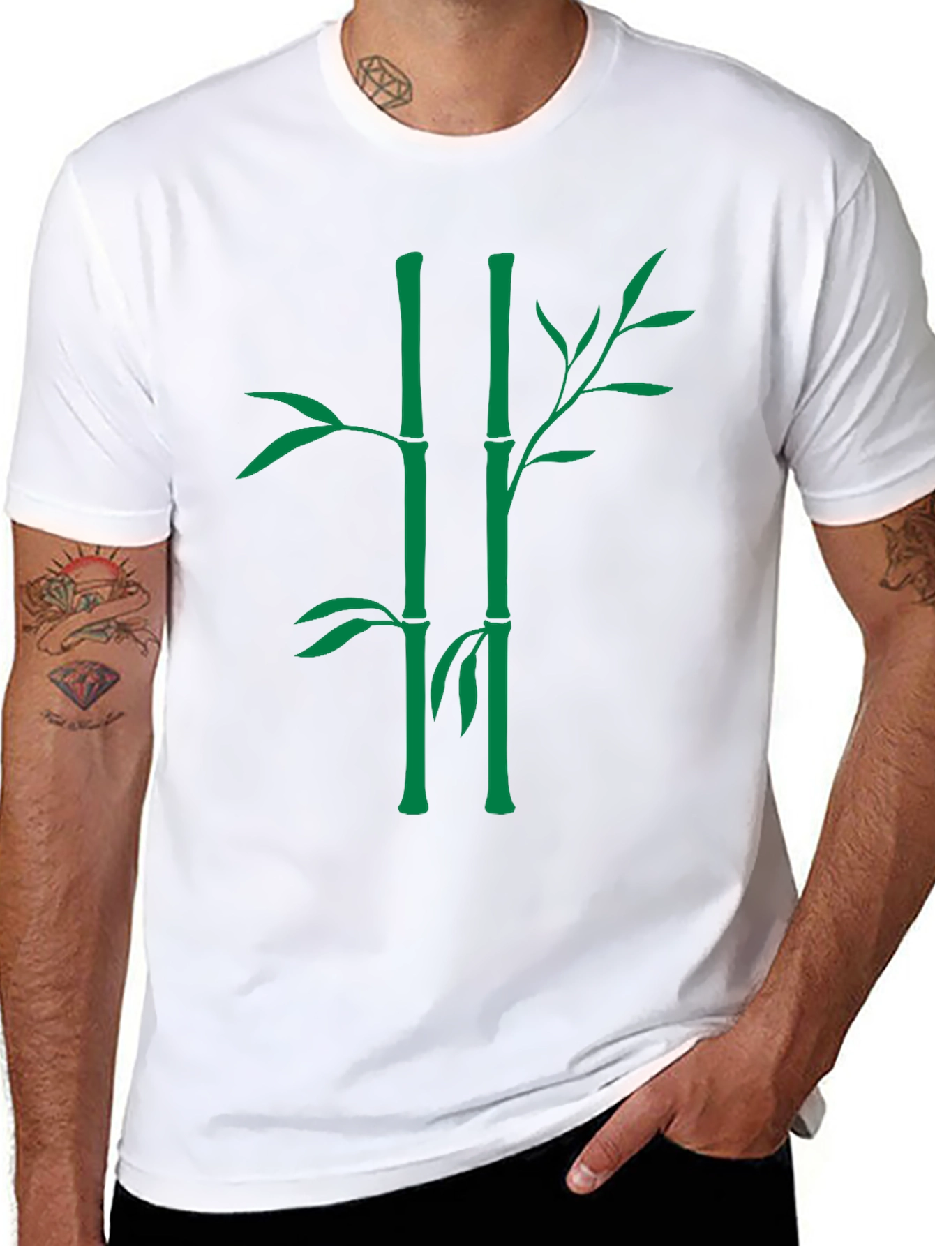 Bamboo Graphic Tee - Nature Inspired Black T-Shirt