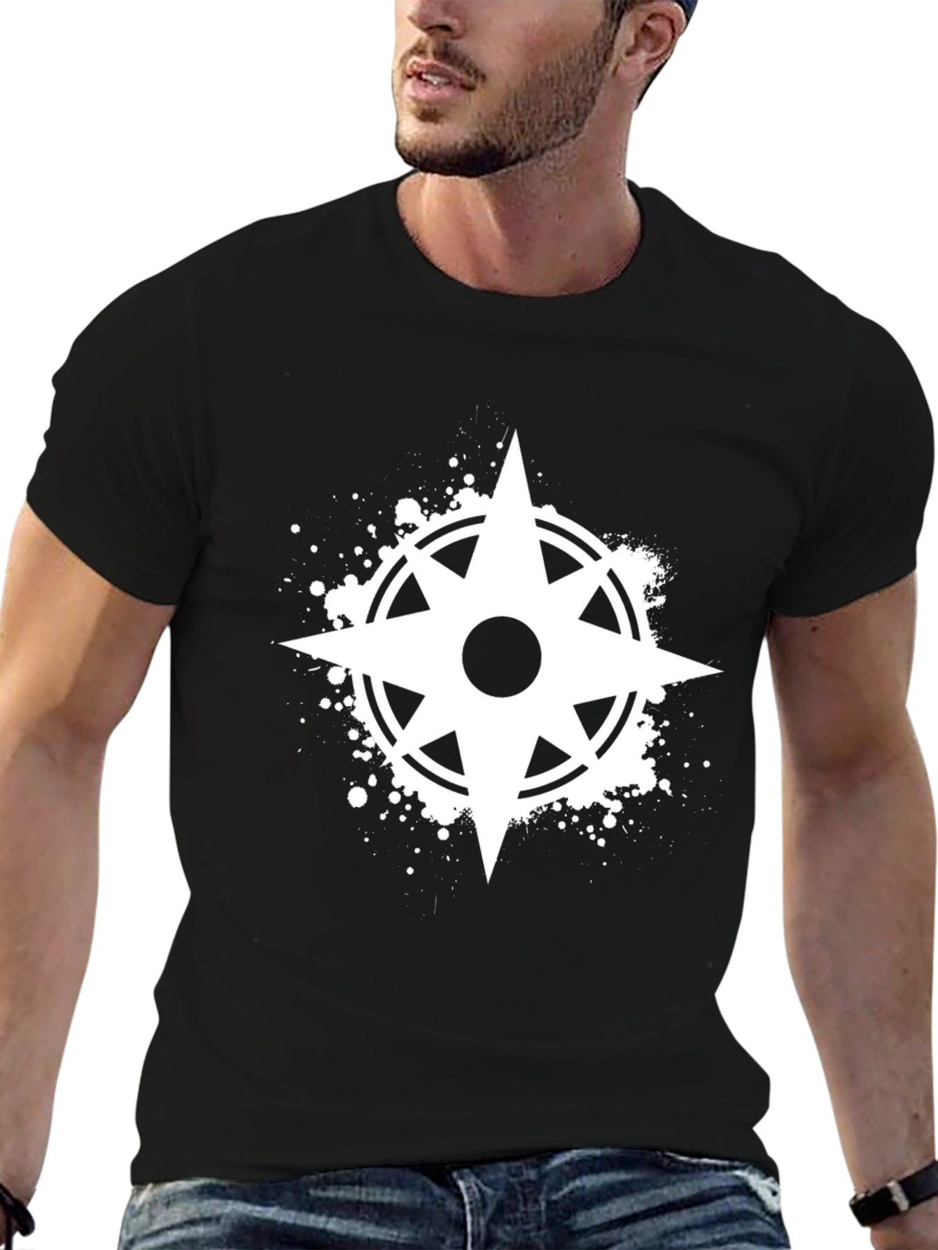 Compass Starburst Mens Black T-Shirt