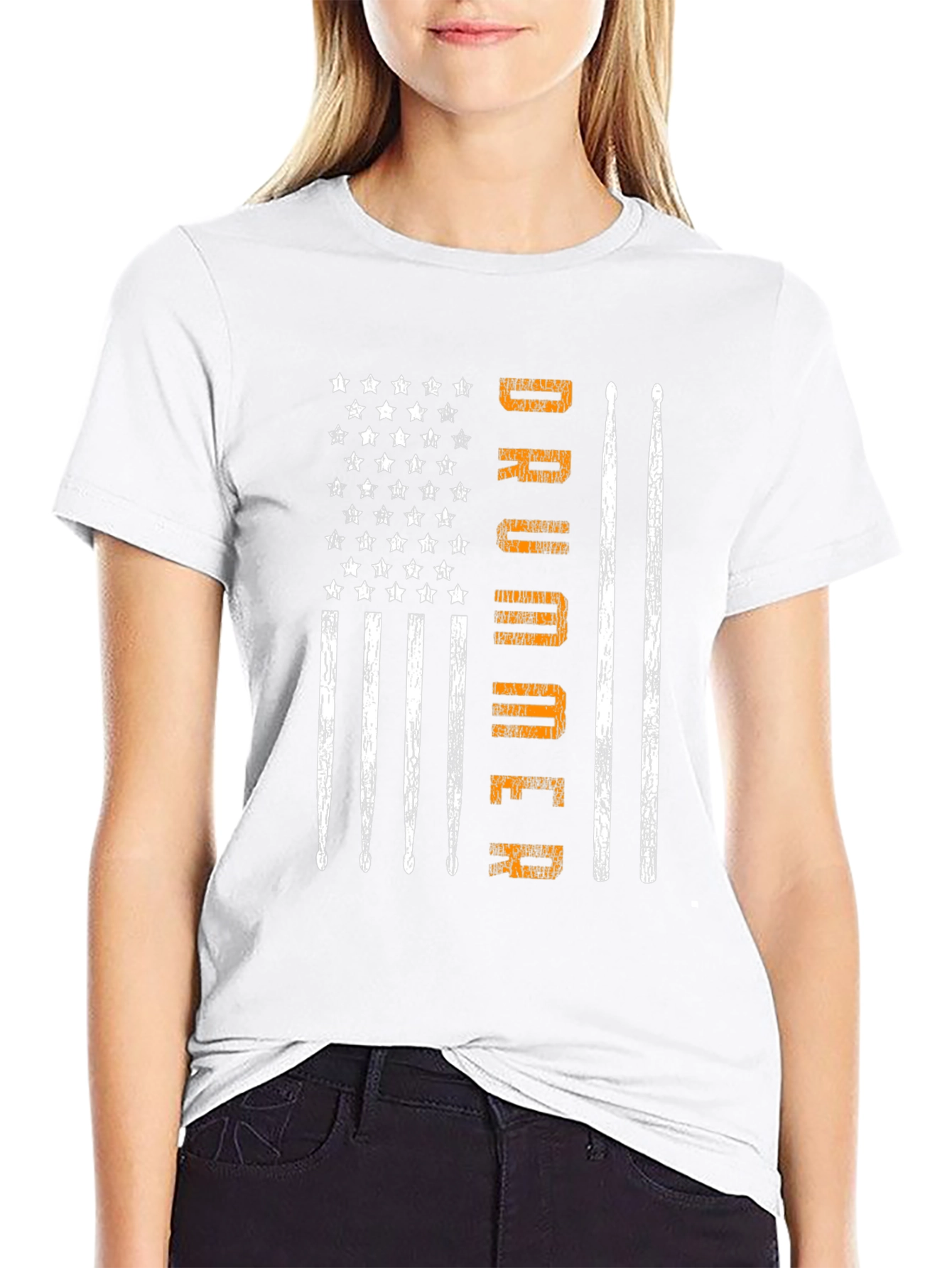 Drummer American Flag Patriotic Music T-Shirt