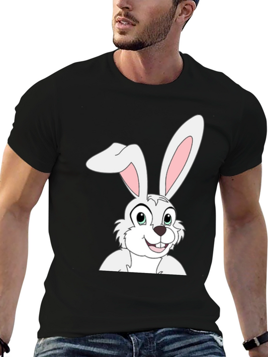 Bunny Graphic Tee - Black Cotton T-Shirt