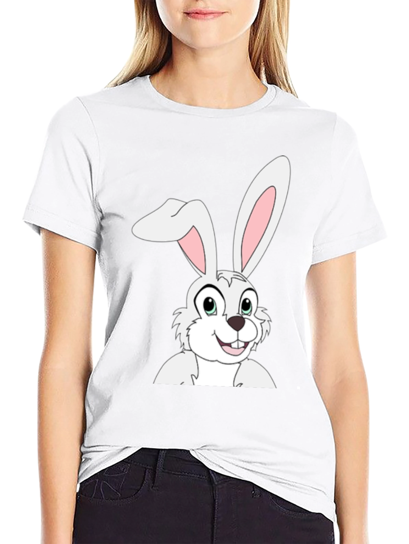 Bunny Graphic Tee - Black Cotton T-Shirt