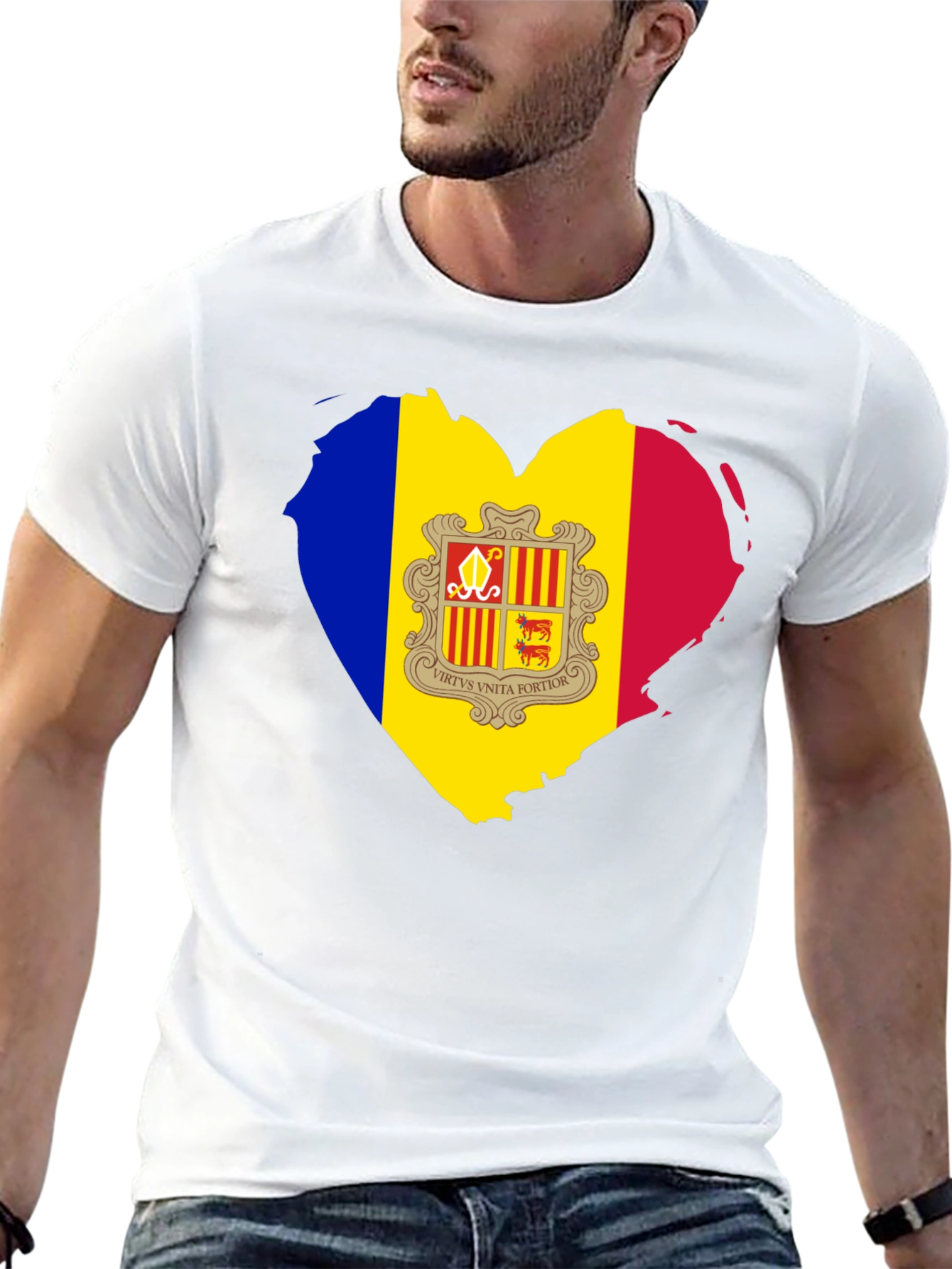 Andorra Flag Heart T-Shirt - Black Cotton Tee