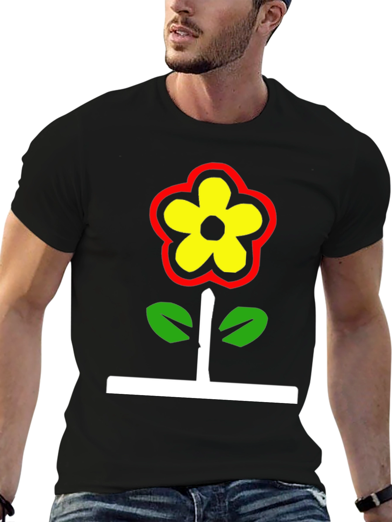 Retro Flower Graphic Tee - Black