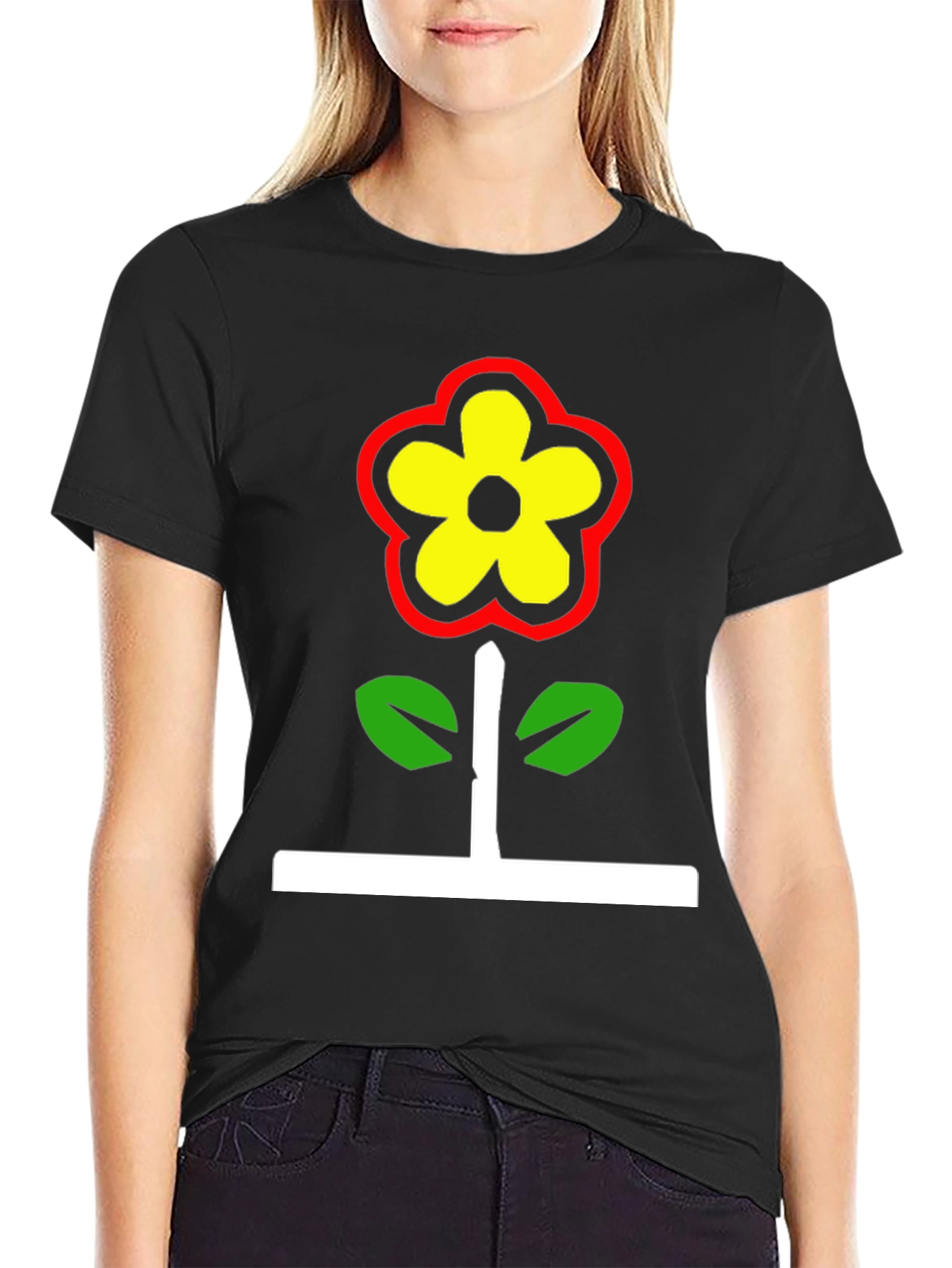 Retro Flower Graphic Tee - Black