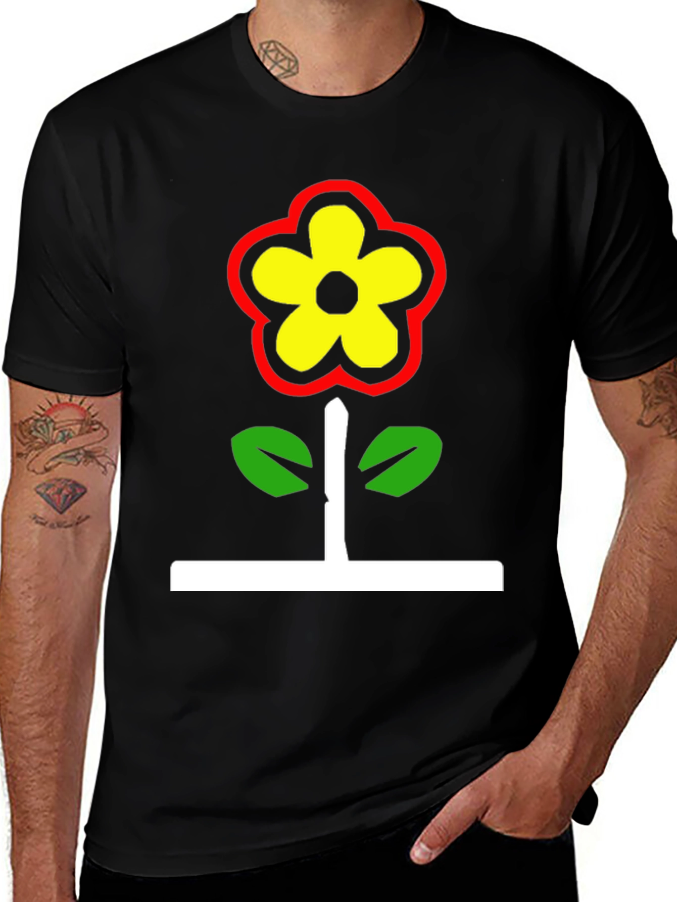 Retro Flower Graphic Tee - Black