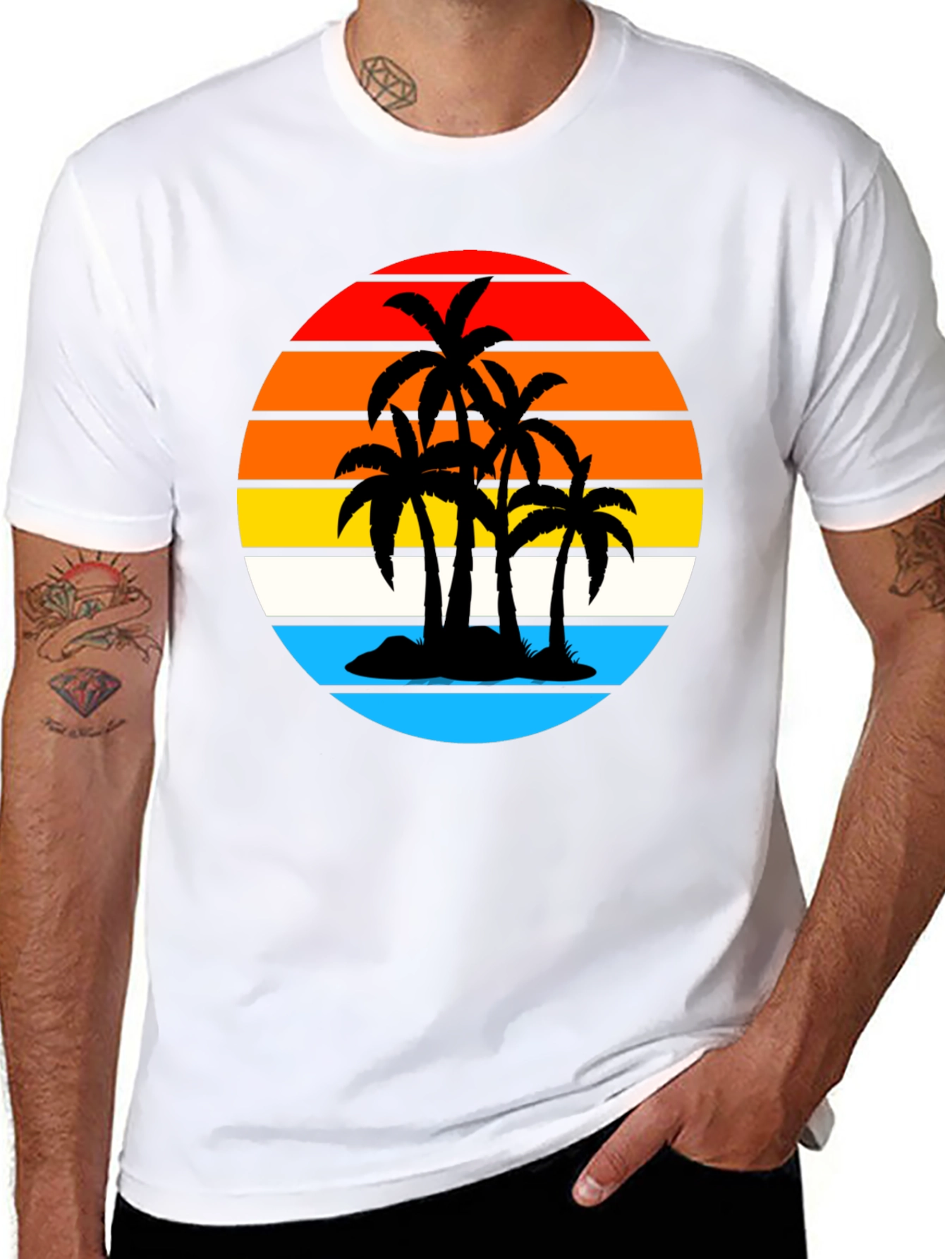 Tropical Sunset Palm Tree Graphic Tee
