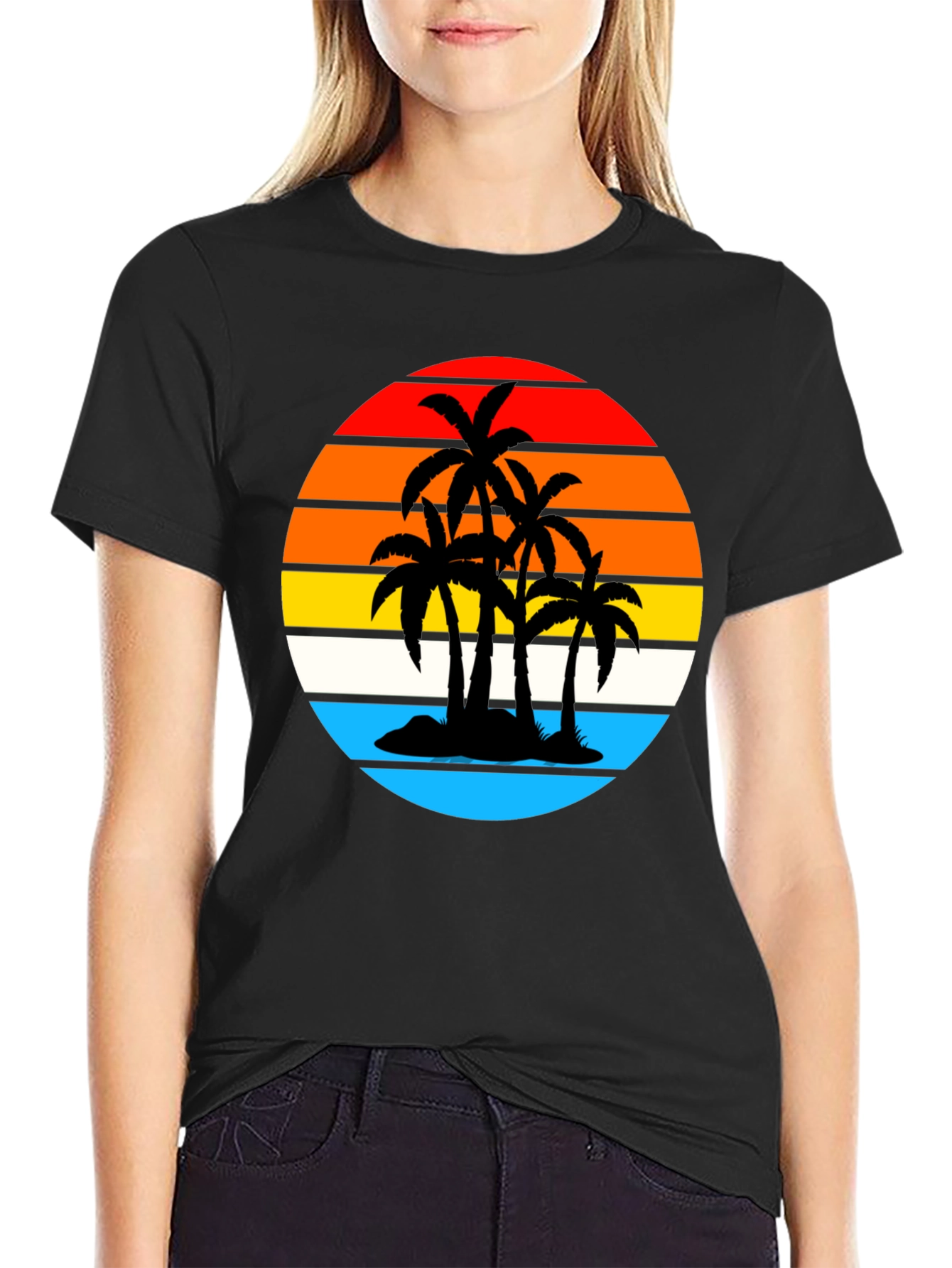Tropical Sunset Palm Tree Graphic Tee
