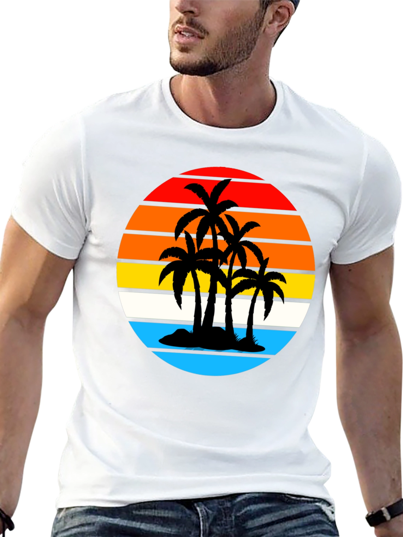 Tropical Sunset Palm Tree Graphic Tee