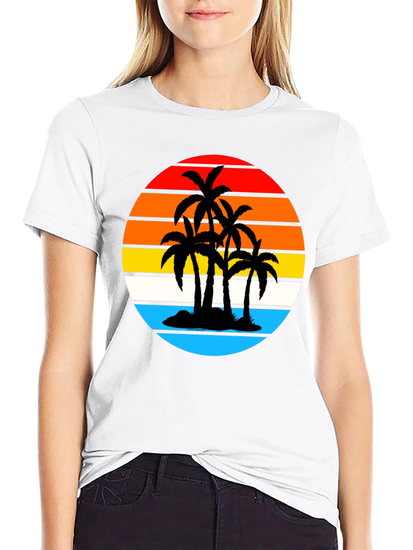 Tropical Sunset Palm Tree Graphic Tee