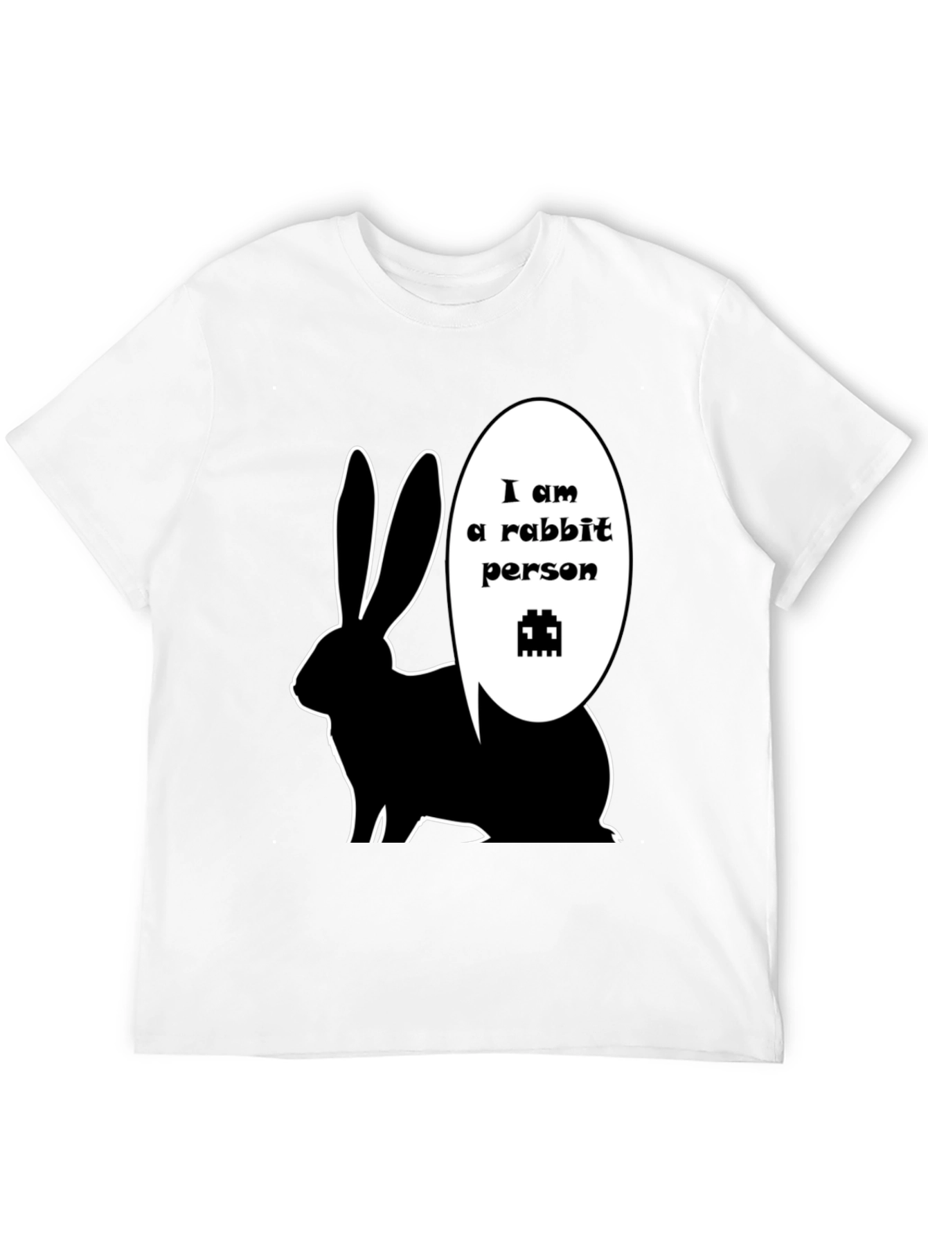 Rabbit Person Graphic T-Shirt - Black Crew Neck Tee