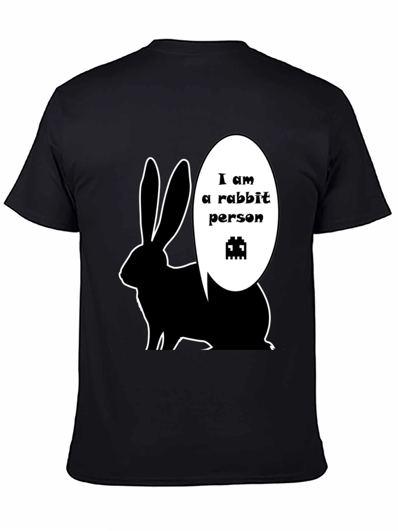 Rabbit Person Graphic T-Shirt - Black Crew Neck Tee