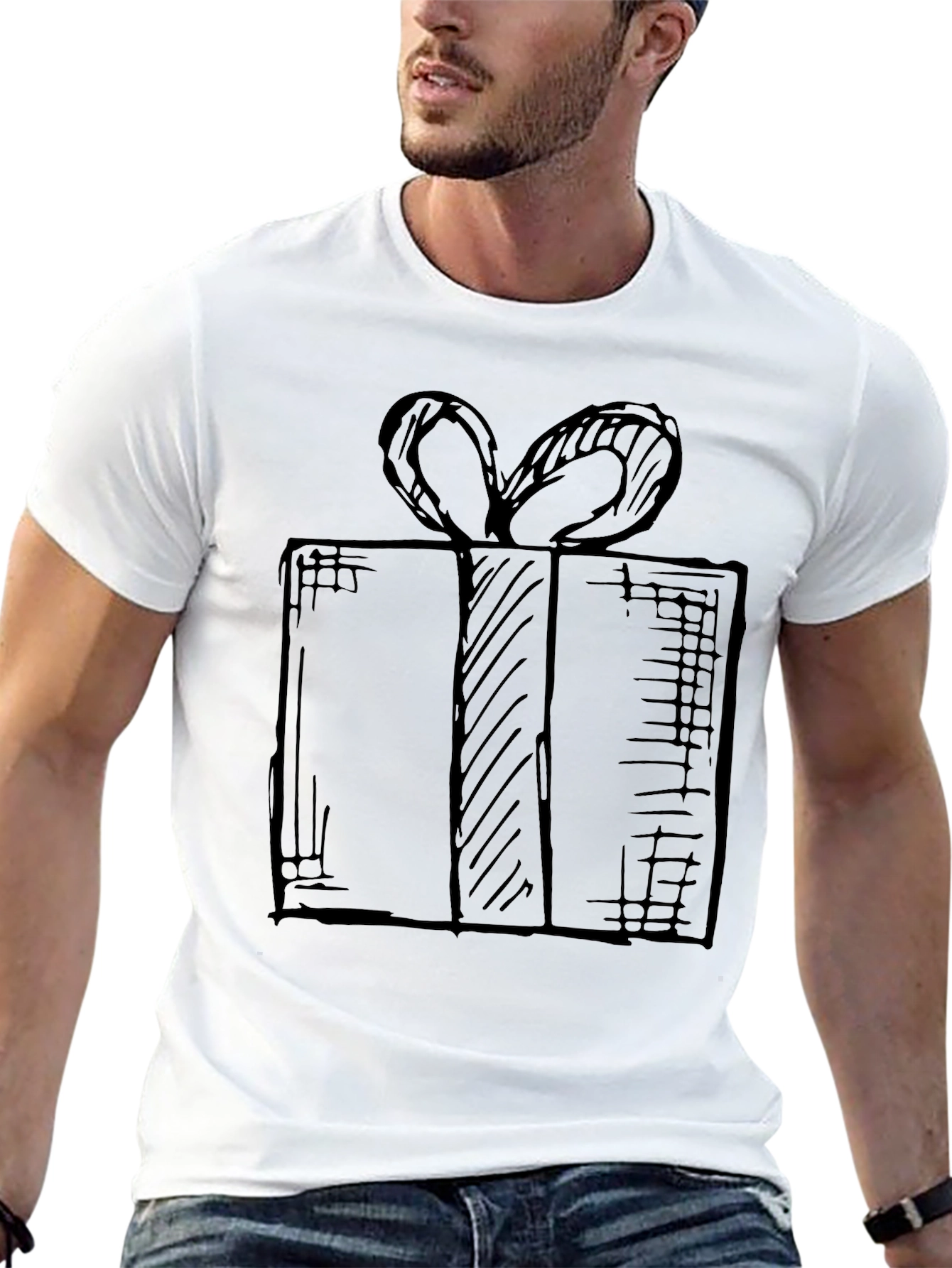 Sketchy Gift Tee - Black Cotton Present T-Shirt
