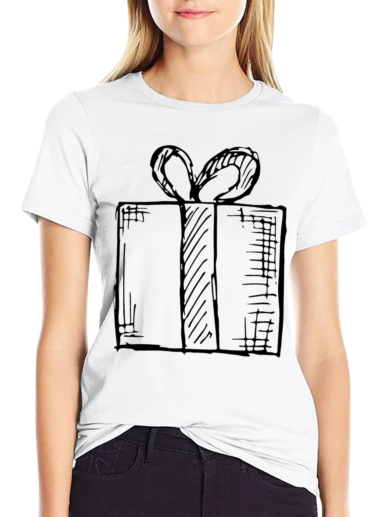 Sketchy Gift Tee - Black Cotton Present T-Shirt