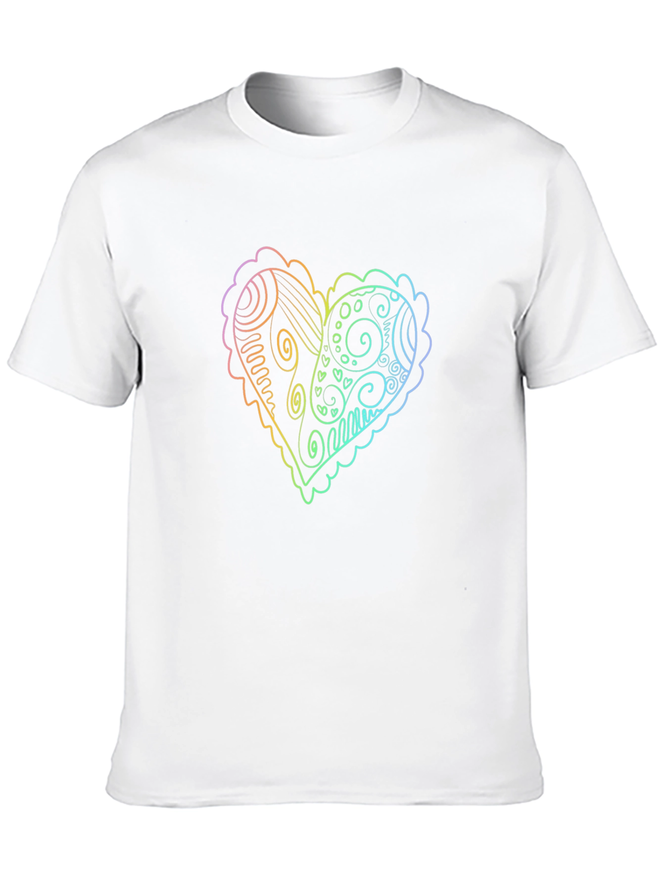 Rainbow Heart Doodle Graphic Tee - Black
