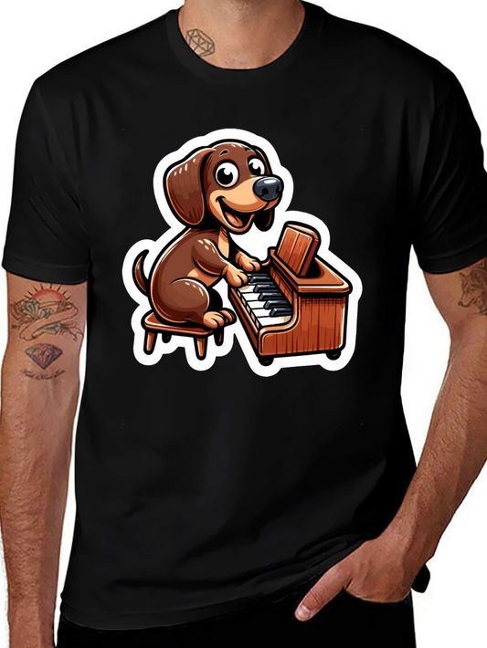 Dog Playing Piano Graphic T-Shirt