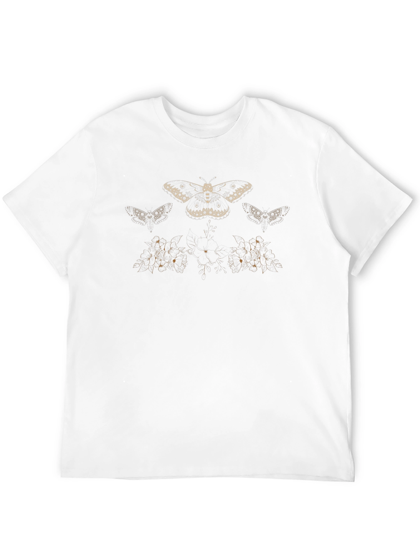 Moth Print Black Cotton T-Shirt