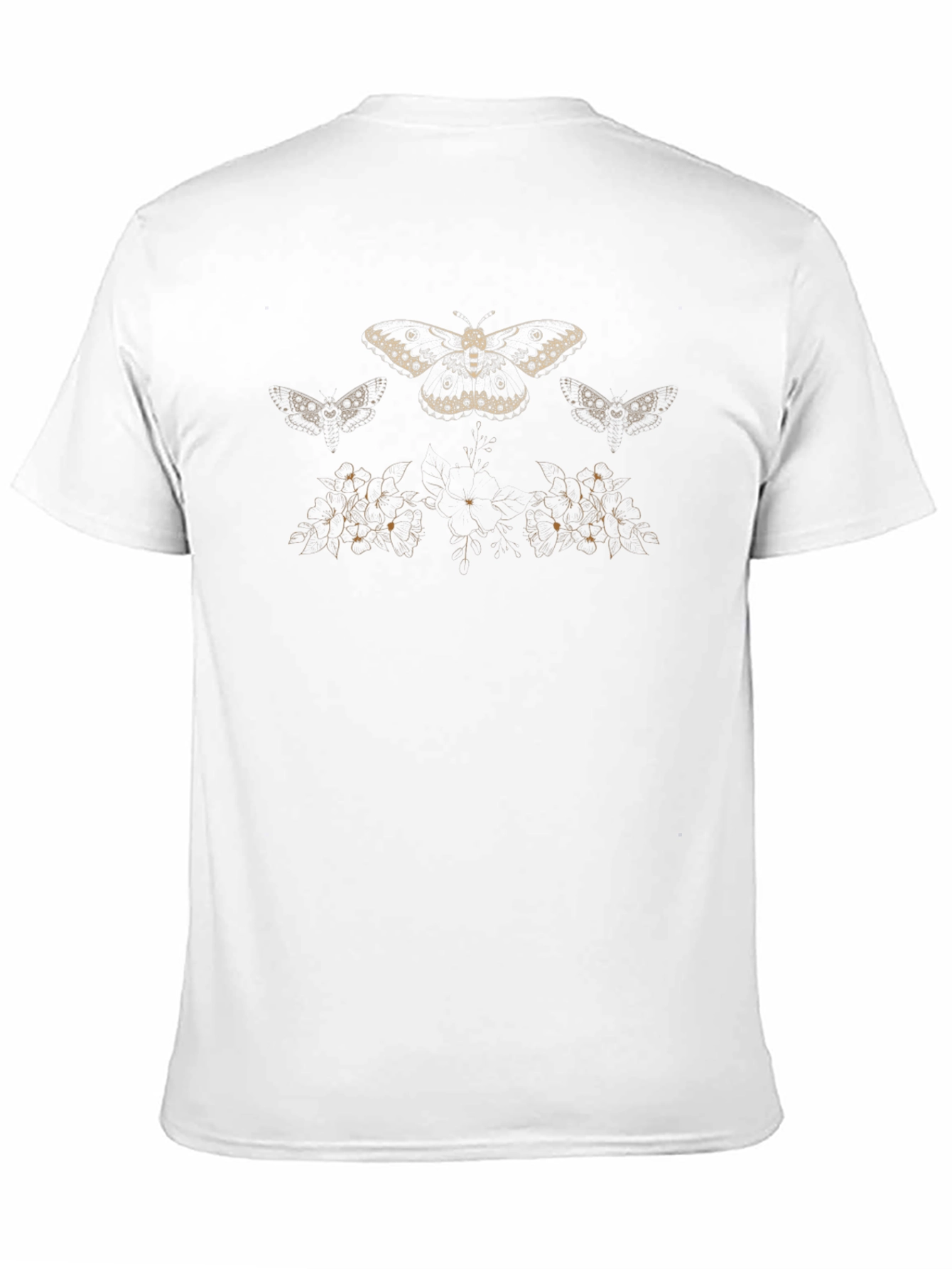 Moth Print Black Cotton T-Shirt