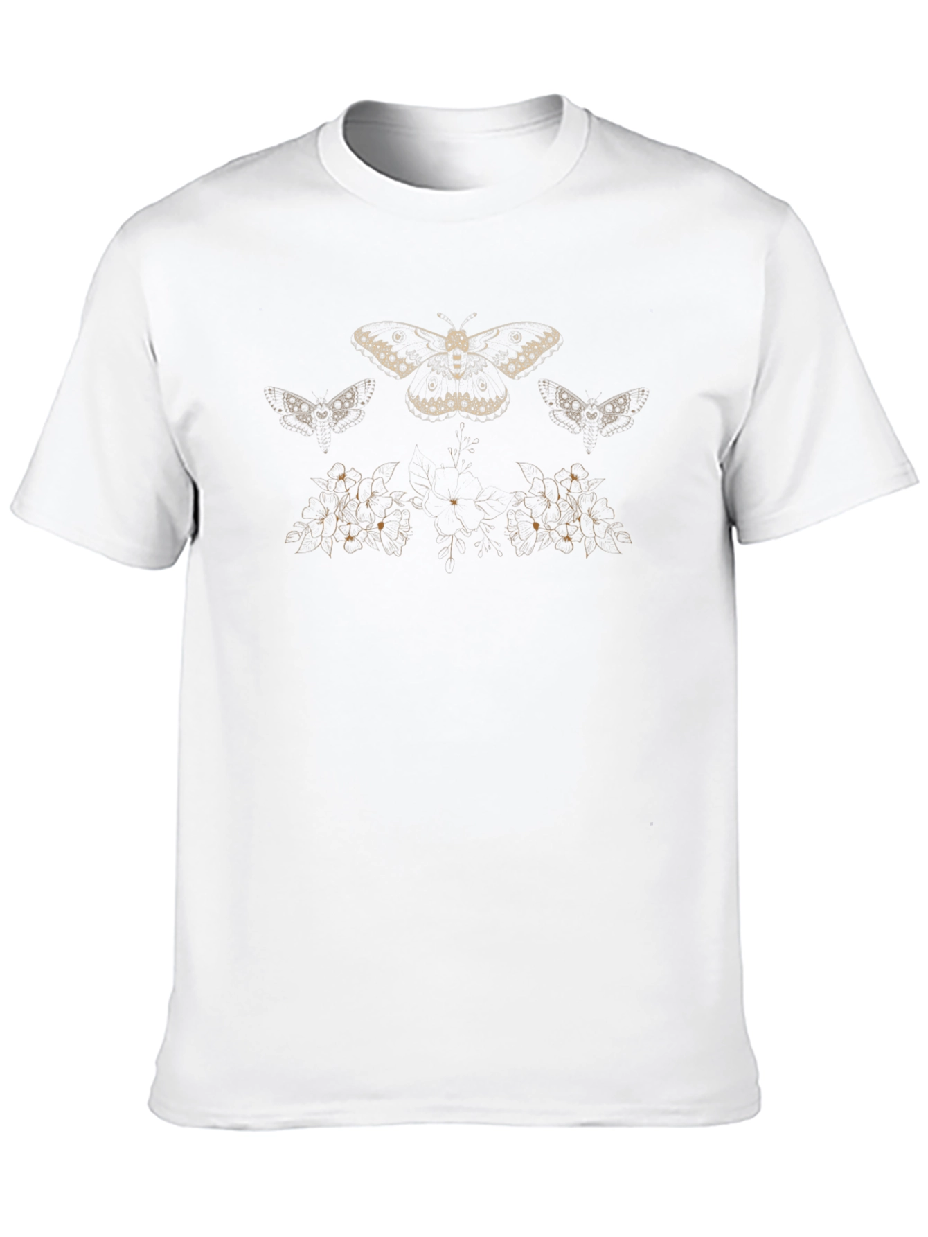 Moth Print Black Cotton T-Shirt