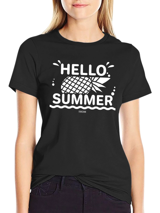 Hello Summer Pineapple T-Shirt - Black