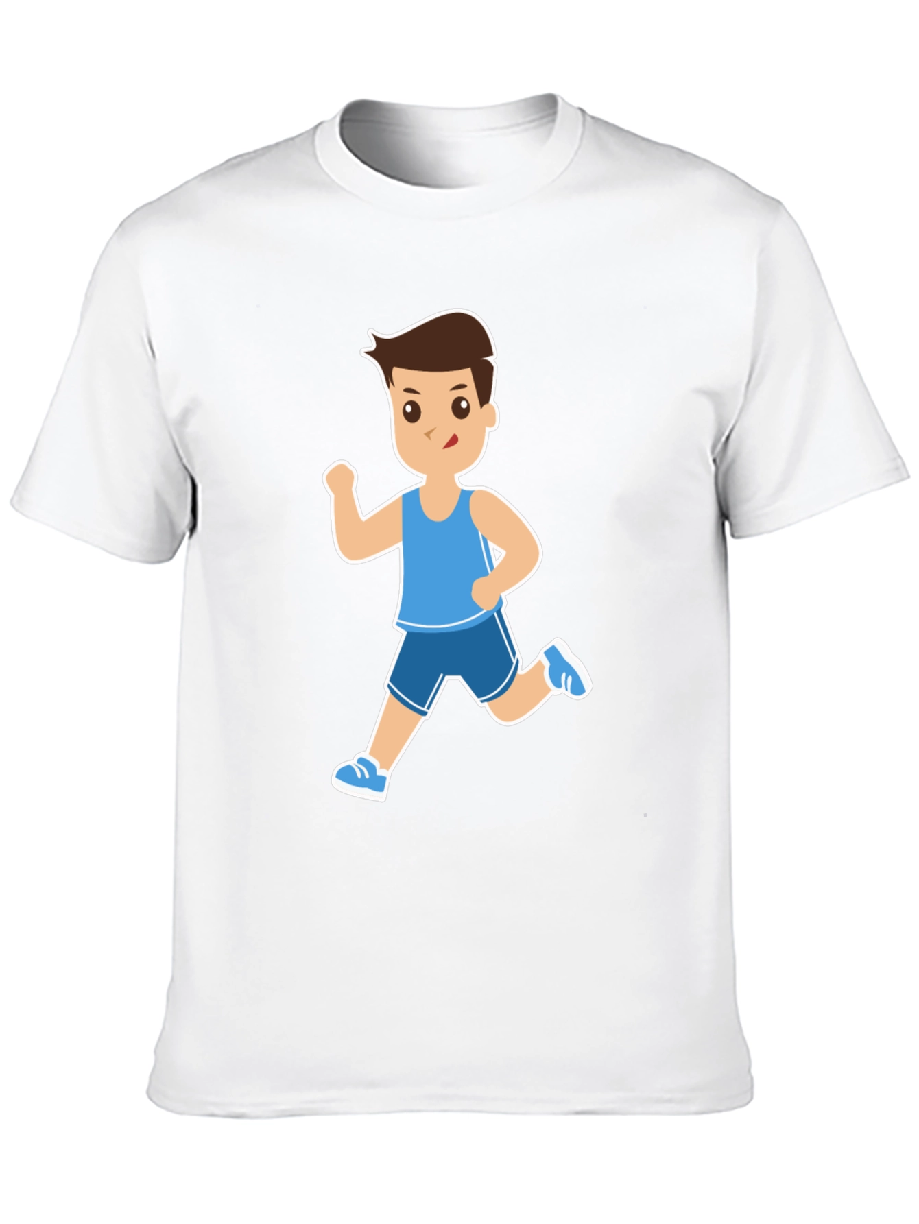 Running Cartoon Character Print Black Tee