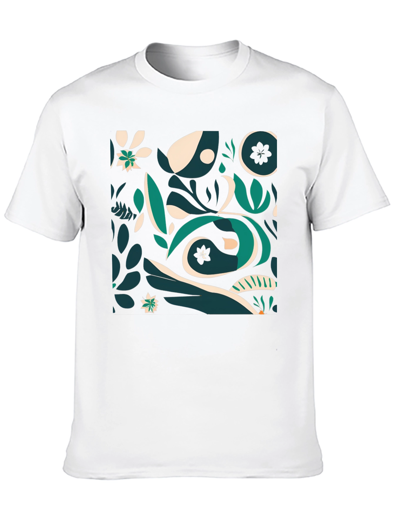 Abstract Botanical Print Black T-Shirt