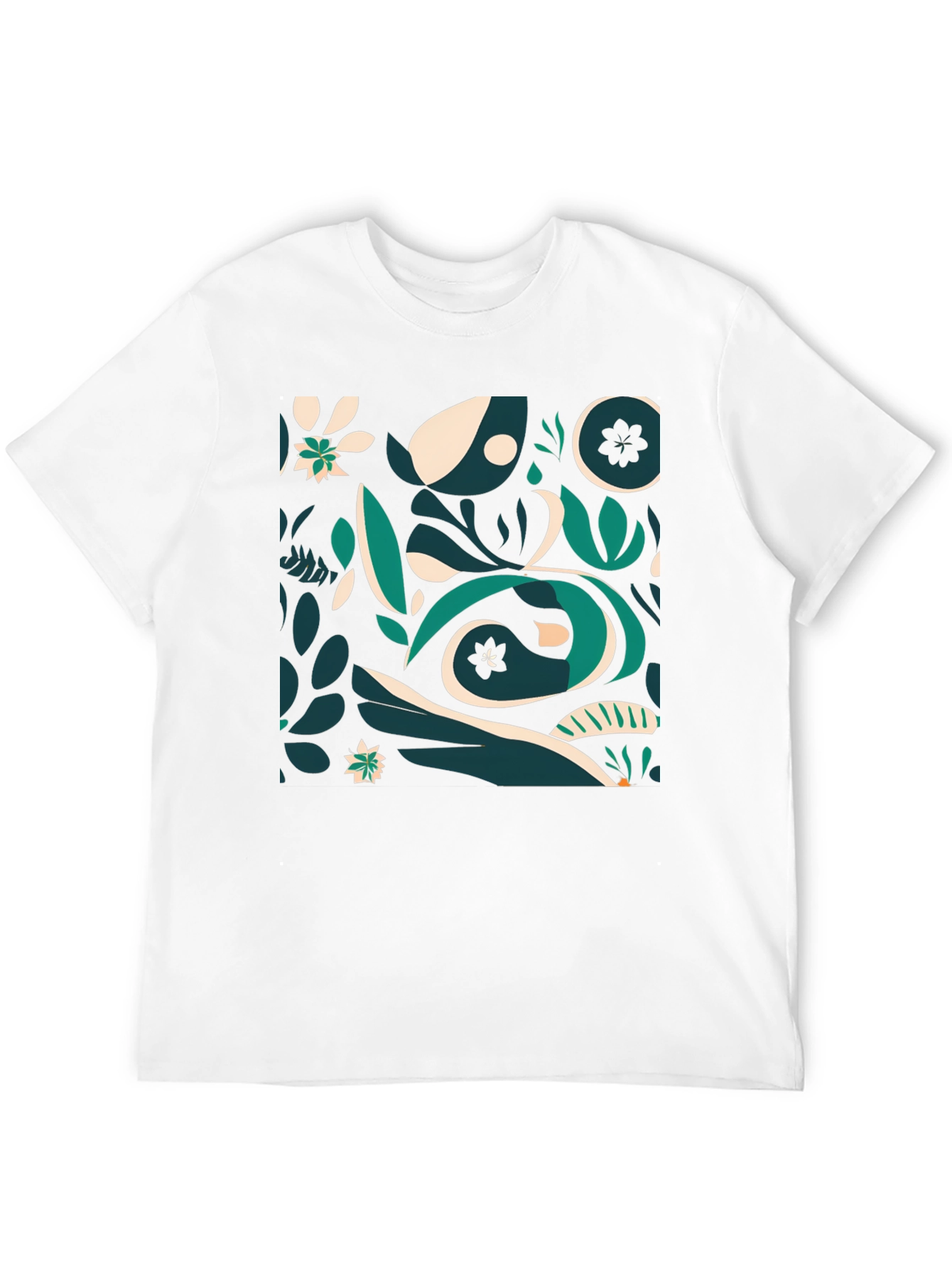 Abstract Botanical Print Black T-Shirt