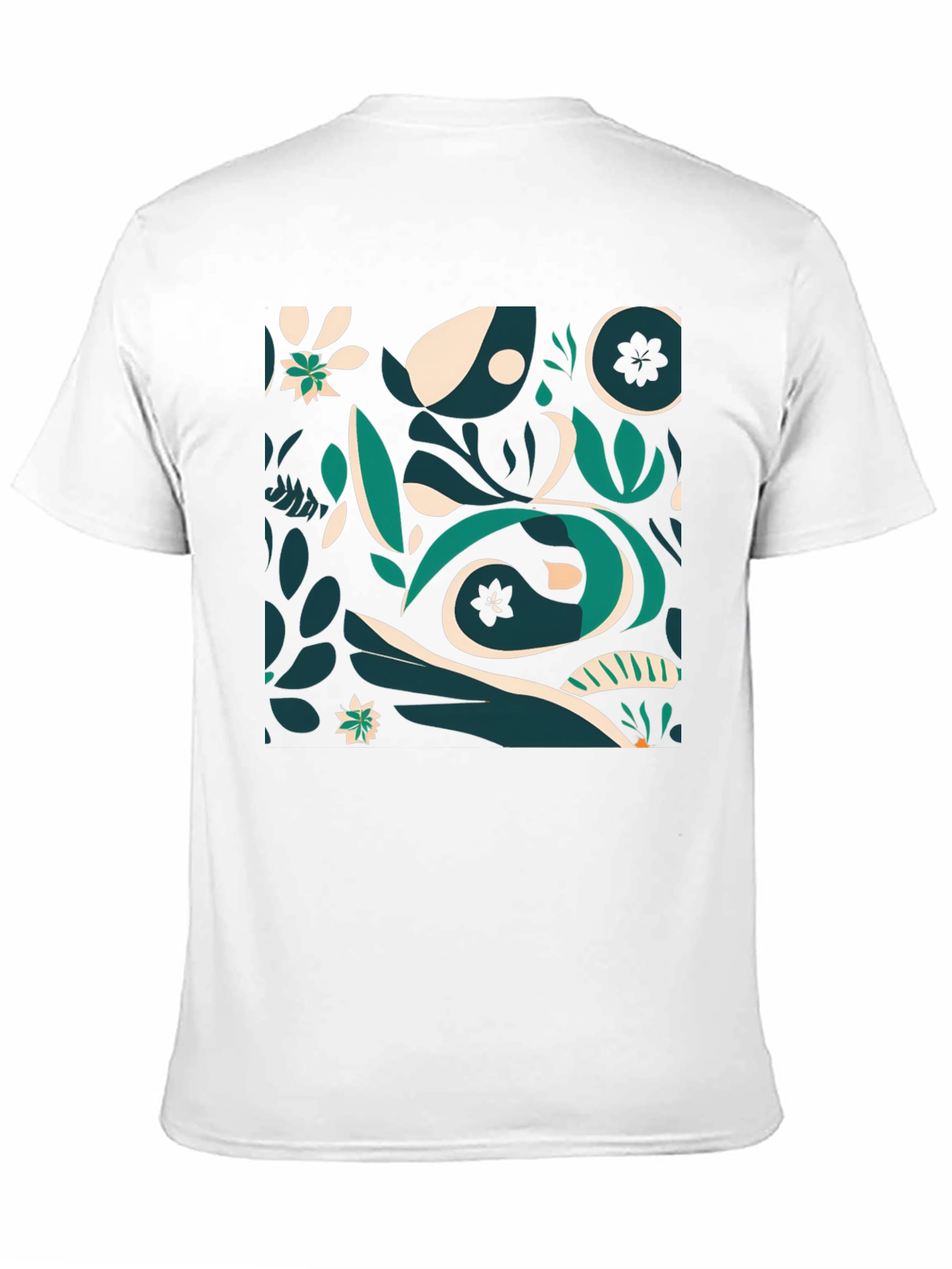 Abstract Botanical Print Black T-Shirt