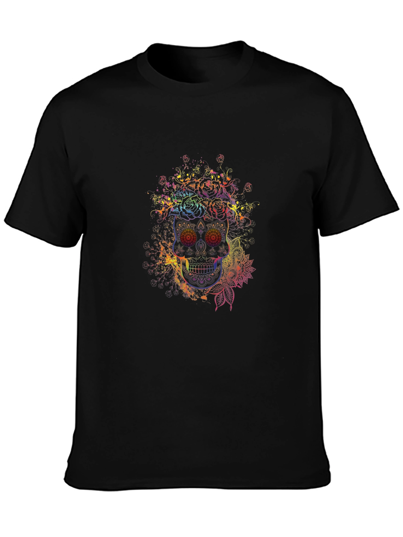 Rainbow Skull Graphic Tee - Mens Black T-Shirt