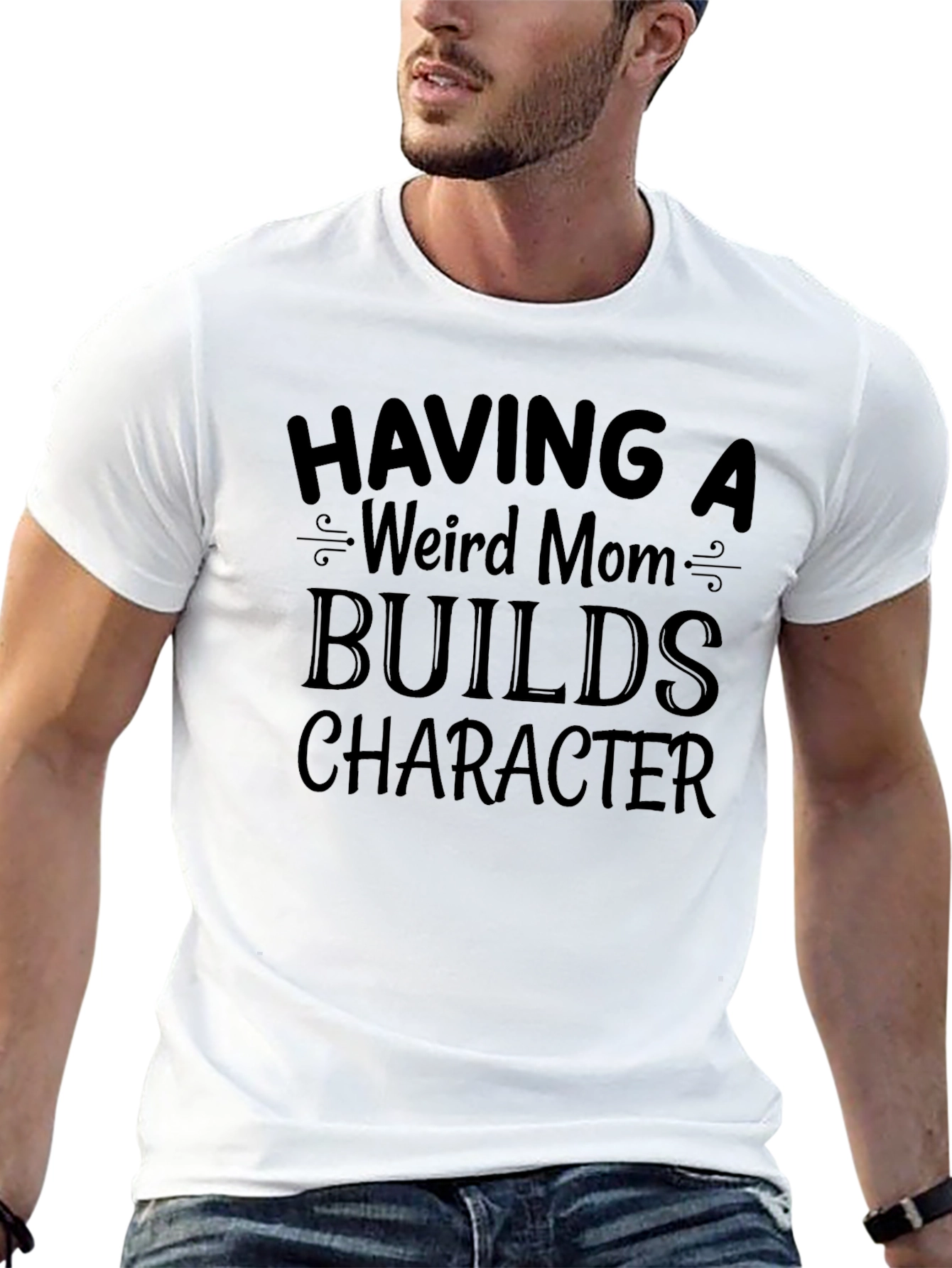 Funny Weird Mom Builds Character Black T-Shirt