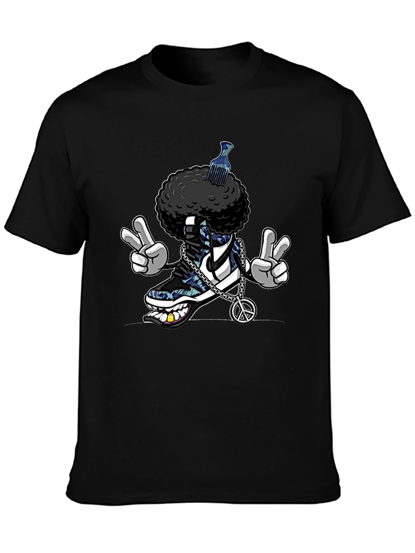 Cool Afro Shoe Cartoon T-Shirt