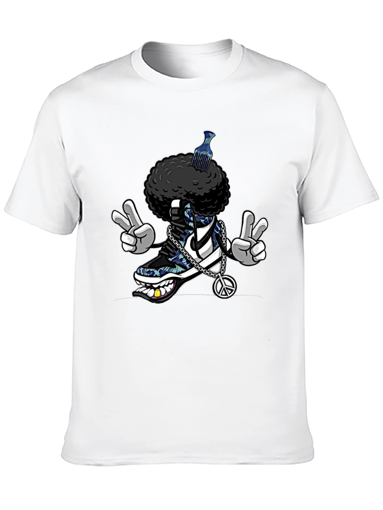 Cool Afro Shoe Cartoon T-Shirt