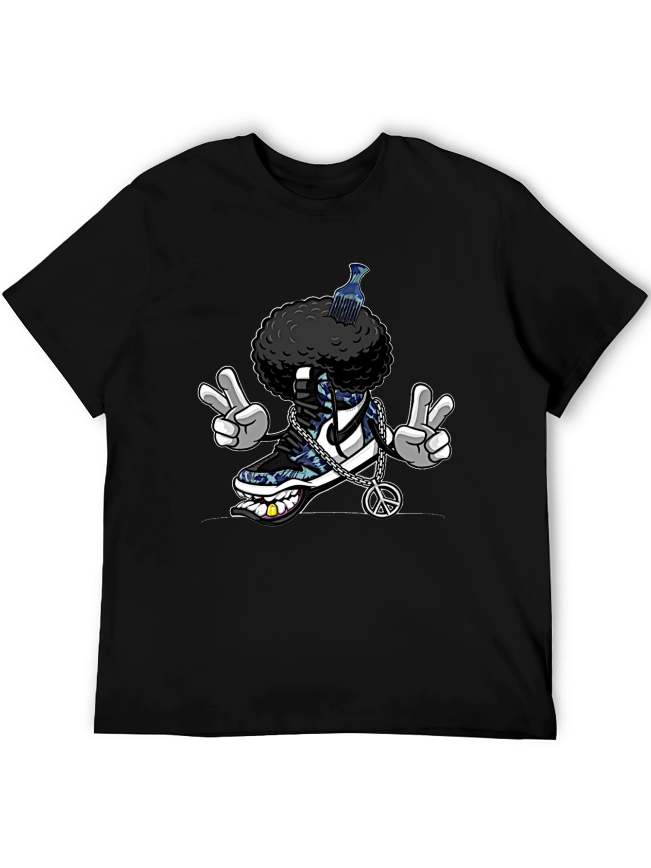 Cool Afro Shoe Cartoon T-Shirt