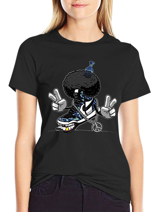 Cool Afro Shoe Cartoon T-Shirt