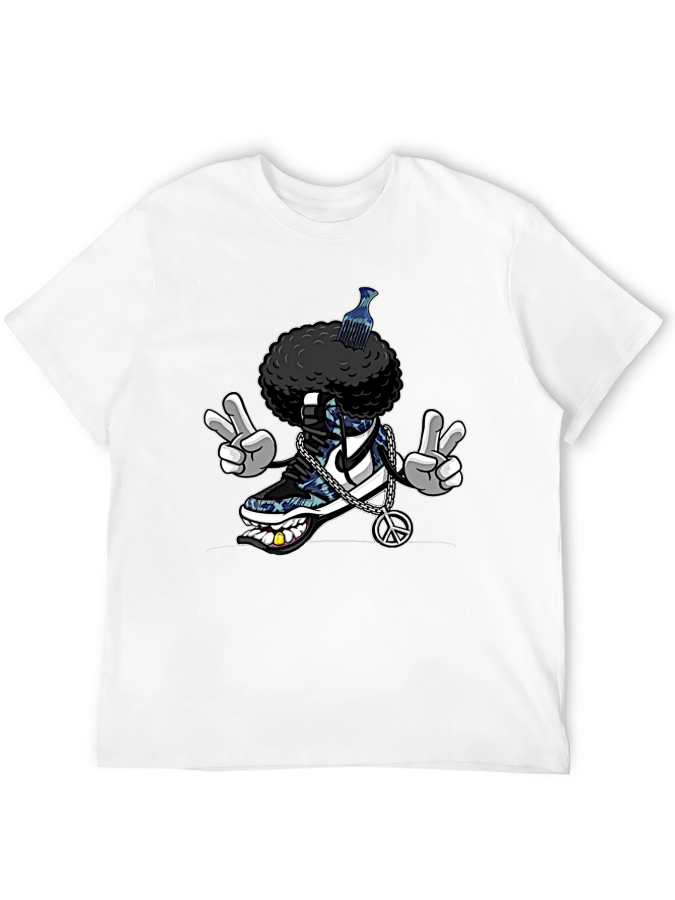 Cool Afro Shoe Cartoon T-Shirt