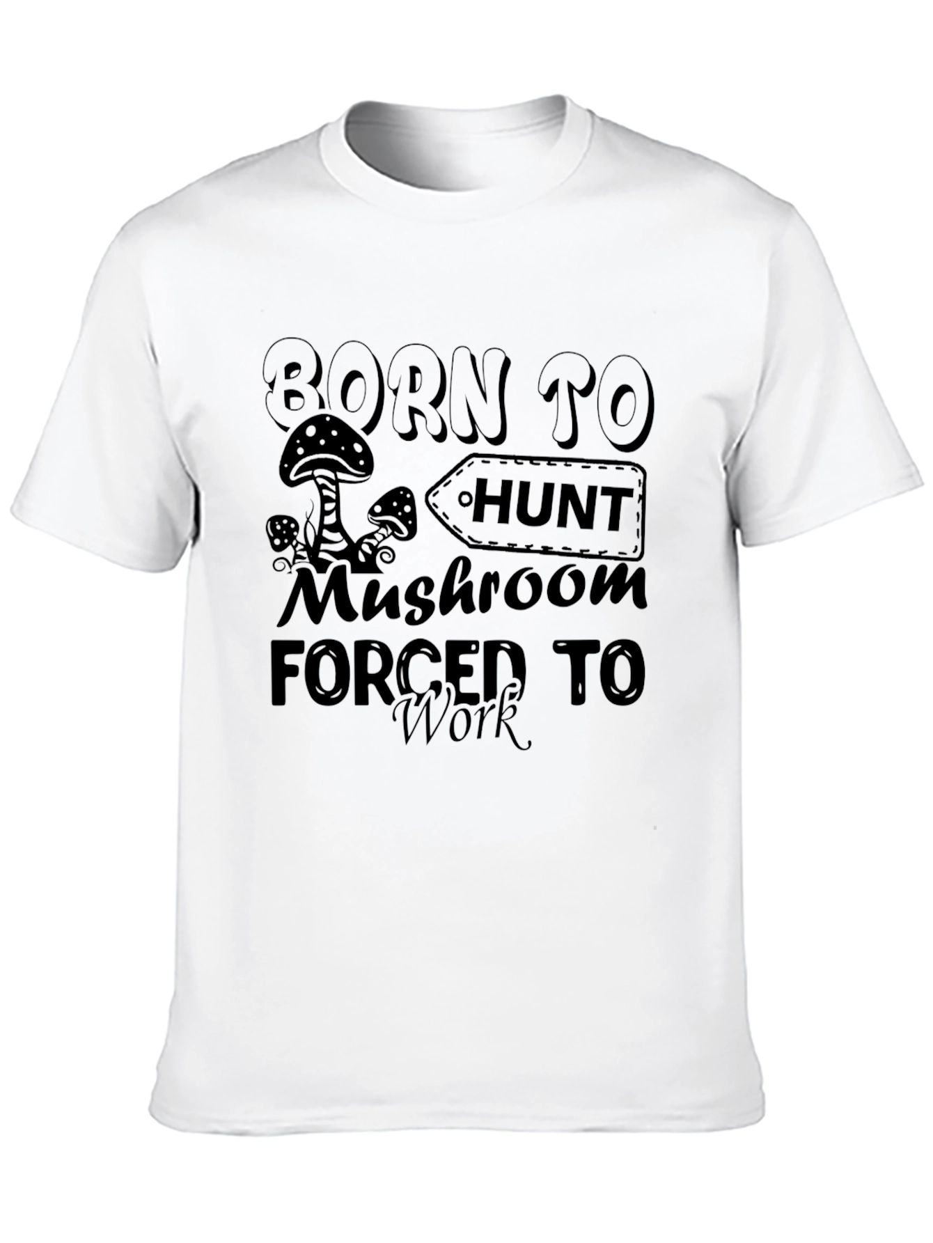Born To Hunt Mushroom Black Graphic T-Shirt