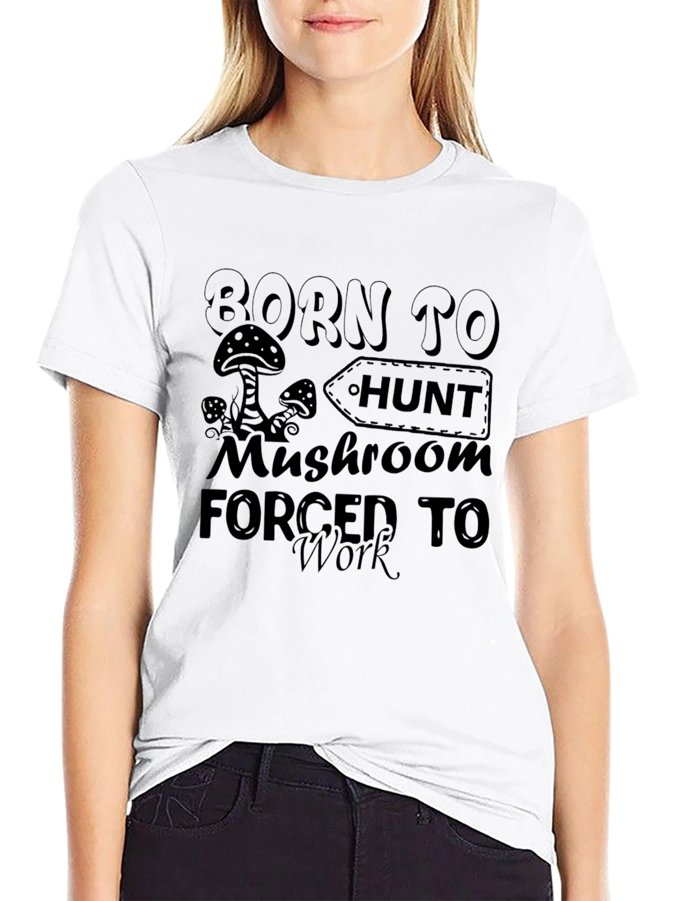 Born To Hunt Mushroom Black Graphic T-Shirt