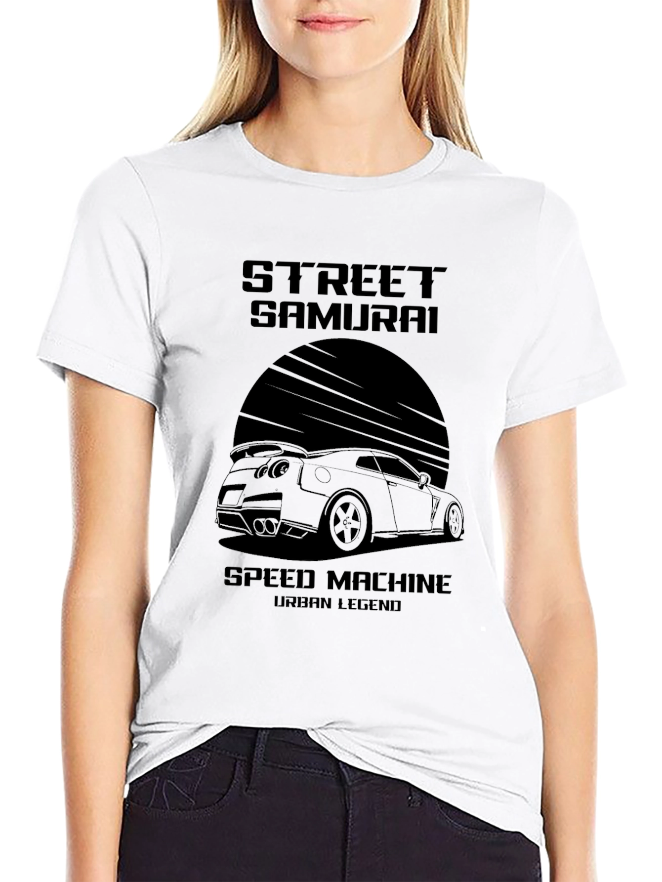 Street Samurai Speed Machine Black Graphic T-Shirt