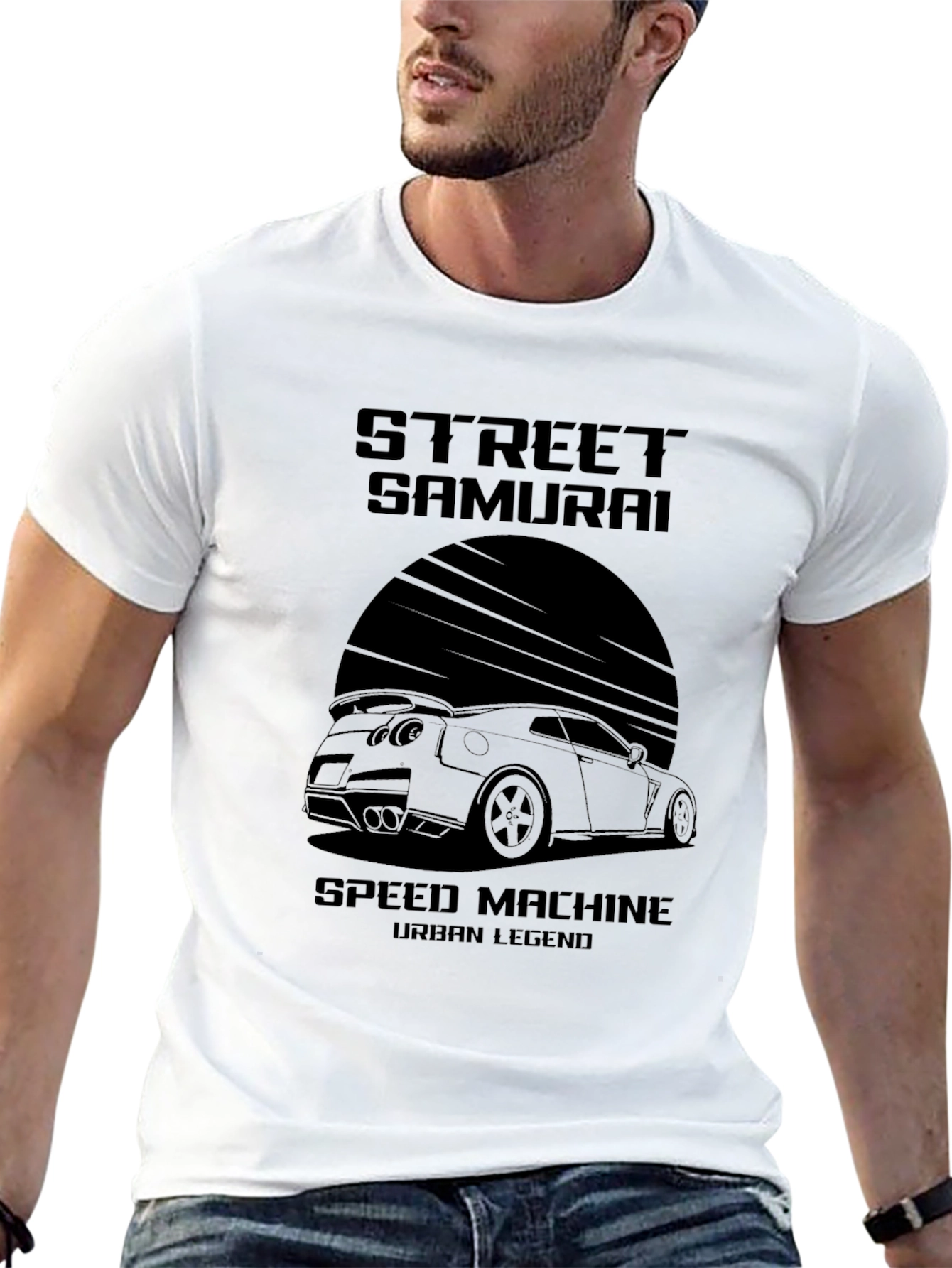 Street Samurai Speed Machine Black Graphic T-Shirt